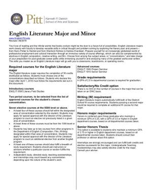 English Literature Major and Minor Revised: 06/2019