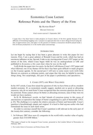 Economica Coase Lecture Reference Points and the Theory of the Firm