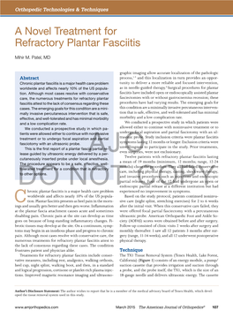 A Novel Treatment for Refractory Plantar Fasciitis