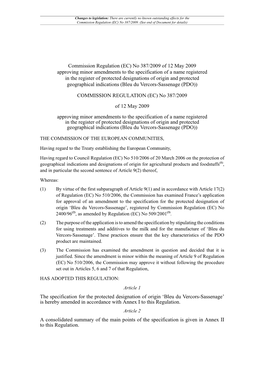 Commission Regulation (EC) No 387/2009
