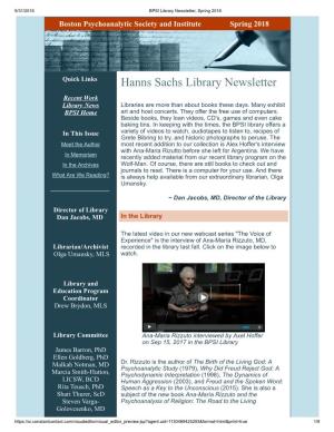 The Spring 2018 Library Newsletter