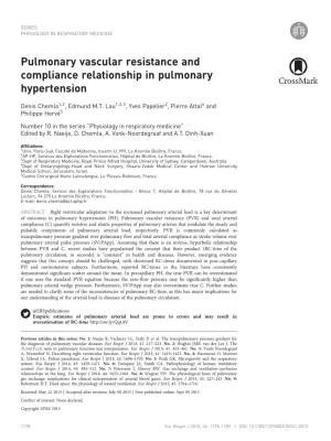 Pulmonary Vascular Resistance and Compliance Relationship in Pulmonary Hypertension