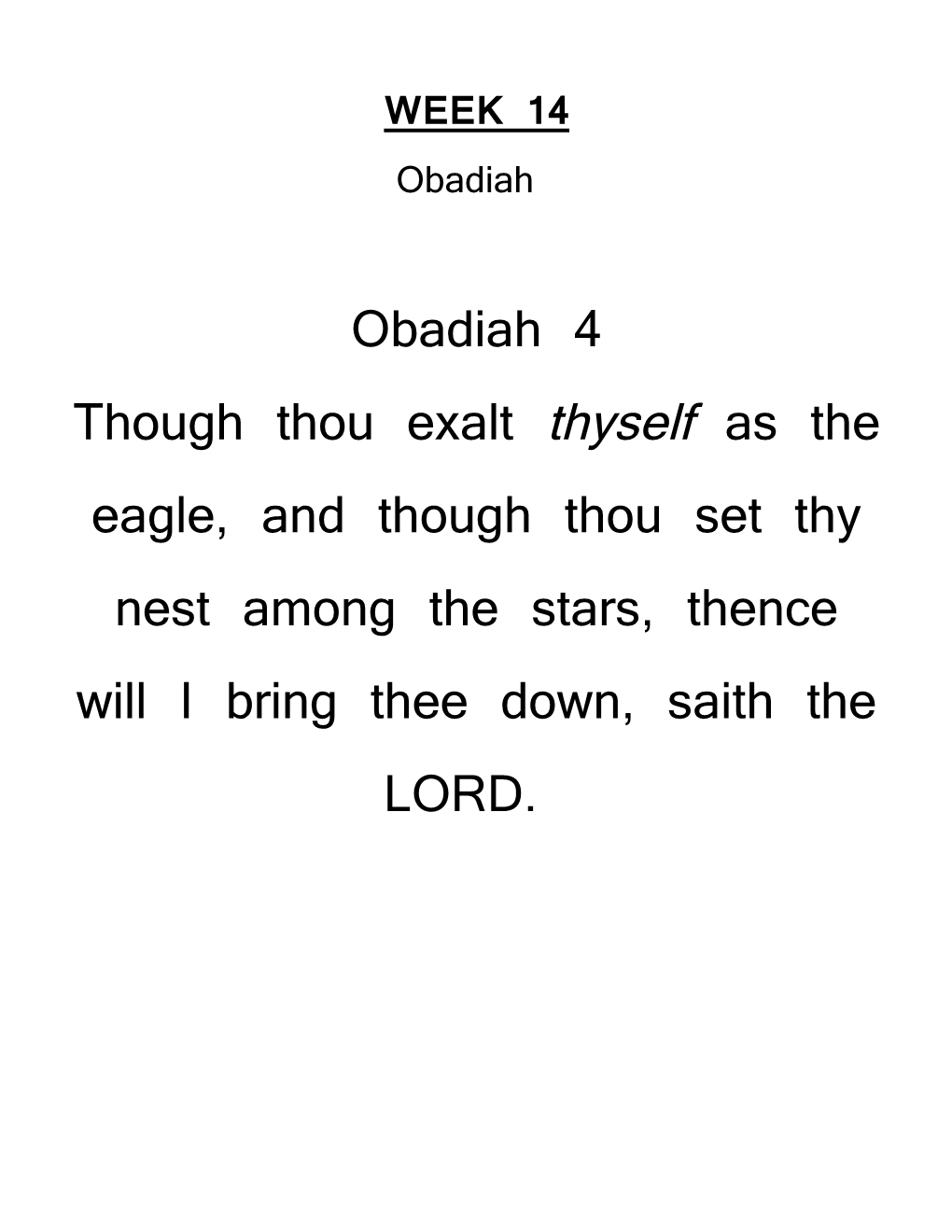 Weekly Memory Verse Obadiah 4 Time Spent in Prayer