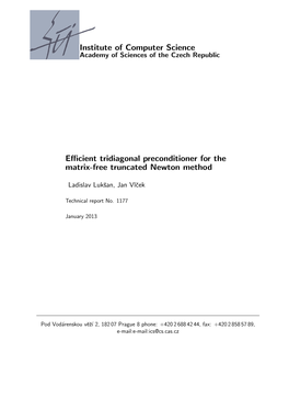 Institute of Computer Science Efficient Tridiagonal Preconditioner for The