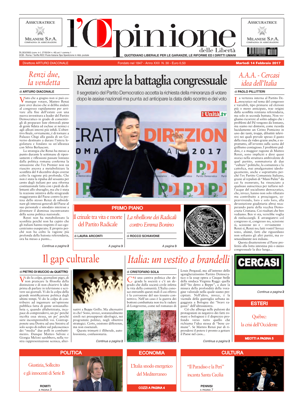 Renzi Apre La Battaglia Congressuale