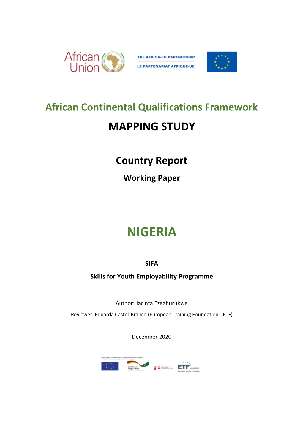 African Continental Qualifications Framework MAPPING STUDY