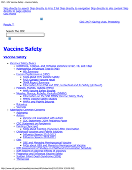 HPV Vaccine Safety - Vaccine Safety