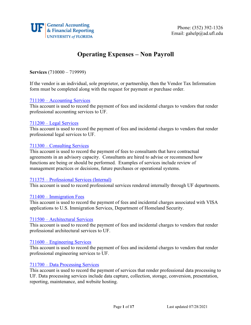 Operating Expenses – Non-Payroll