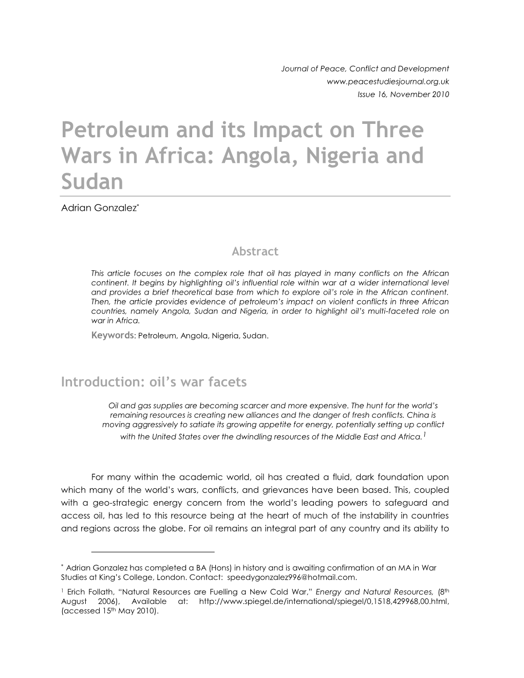 Angola, Nigeria and Sudan