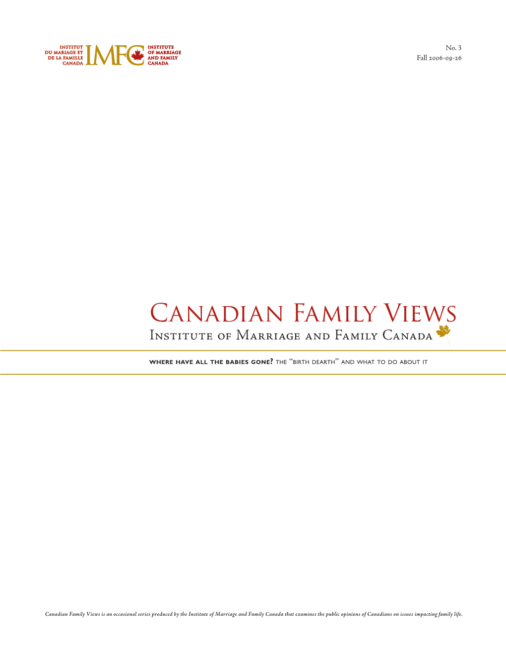 Canadian Family Views Institute of Marriage and Family Canada