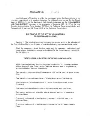 ORDINANCE NO. 1 R4542 an Ordinance of Intention to Order The