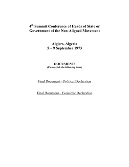 4Th Summit Final Document, Algiers 1973