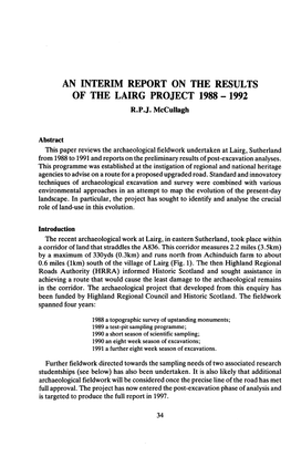 An Interim Report on the Results of the Lairg Project 1988 - 1992 R.P.J