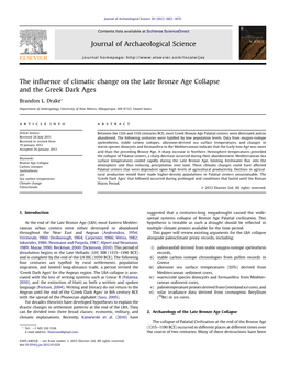 The Influence of Climatic Change on the Late Bronze Age Collapse and the Greek Dark Ages Journal of Archaeological Science