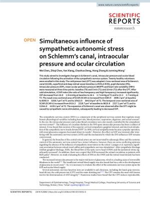 Simultaneous Influence of Sympathetic Autonomic Stress on Schlemm's