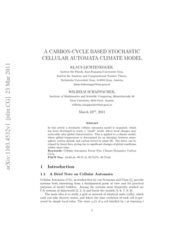 A Carbon-Cycle Based Stochastic Cellular Automata Climate Model