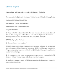 Interview with Ambassador Edward Gabriel