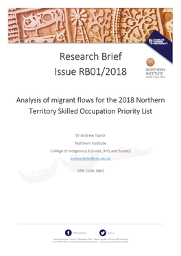 Research Brief Issue RB01/2018