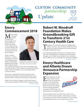 Emory Commencement 2018 Robert W. Woodruff Foundation Makes Groundbreaking Gift to Transform 21St Century Health Care Emory Heal