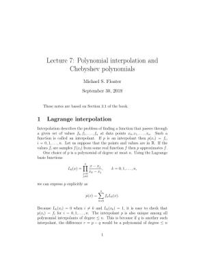 Polynomial Interpolation and Chebyshev Polynomials