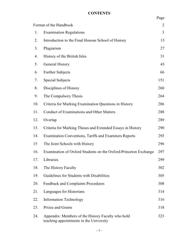 CONTENTS Page Format of the Handbook 2 1. Examination