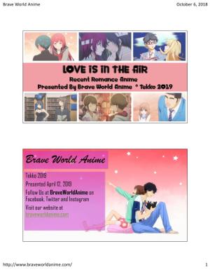 LOVE IS in the AIR Recent Romance Anime – Presented by Brave World Anime –* Tekko 2019