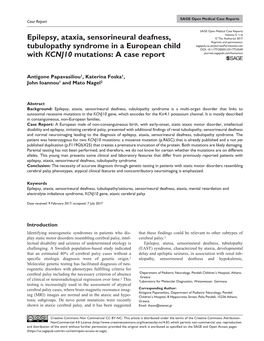 Epilepsy, Ataxia, Sensorineural Deafness