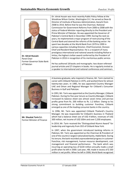 Sustainable Macro-Economic Growth Panelists’ Profile
