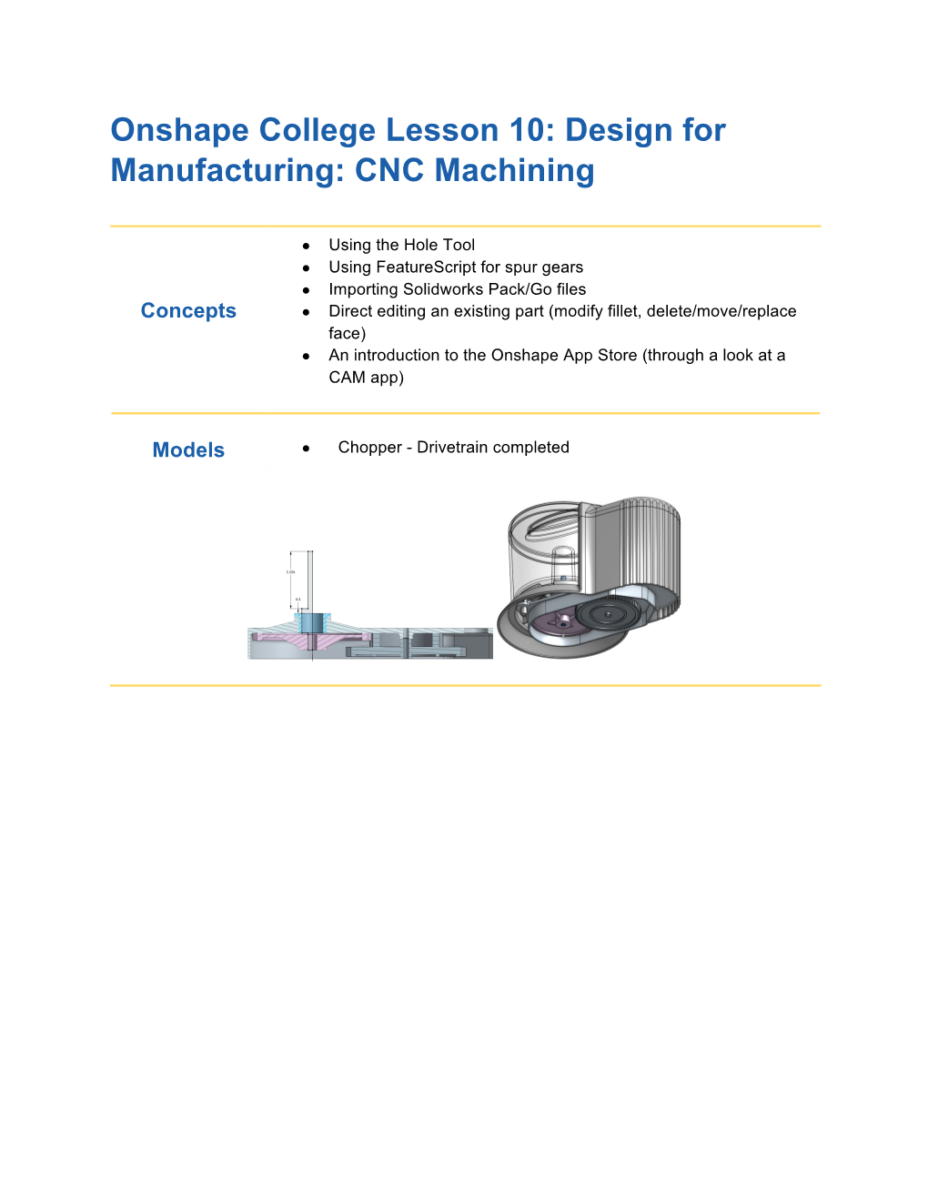 Onshape College Lesson 10: Design for Manufacturing: CNC Machining