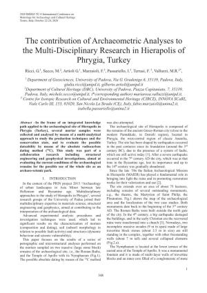 The Contribution of Archaeometric Analyses to the Multi-Disciplinary Research in Hierapolis of Phrygia, Turkey