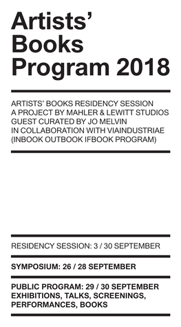 Artists' Books Program 2018