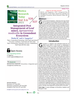 Integrated Pest Management of Leaf Miner, Aproaerema Modicella in Research Groundnut Ecosystem