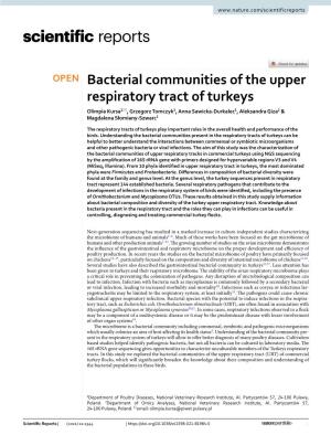Bacterial Communities of the Upper Respiratory Tract of Turkeys