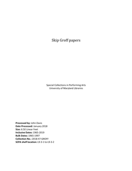 Skip Groff Papers