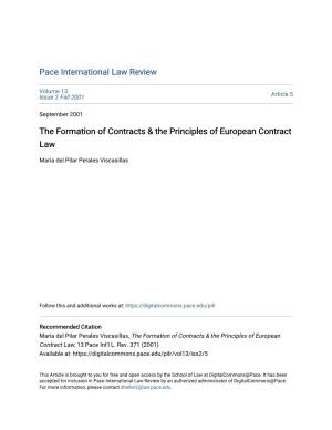 The Formation of Contracts & the Principles of European Contract