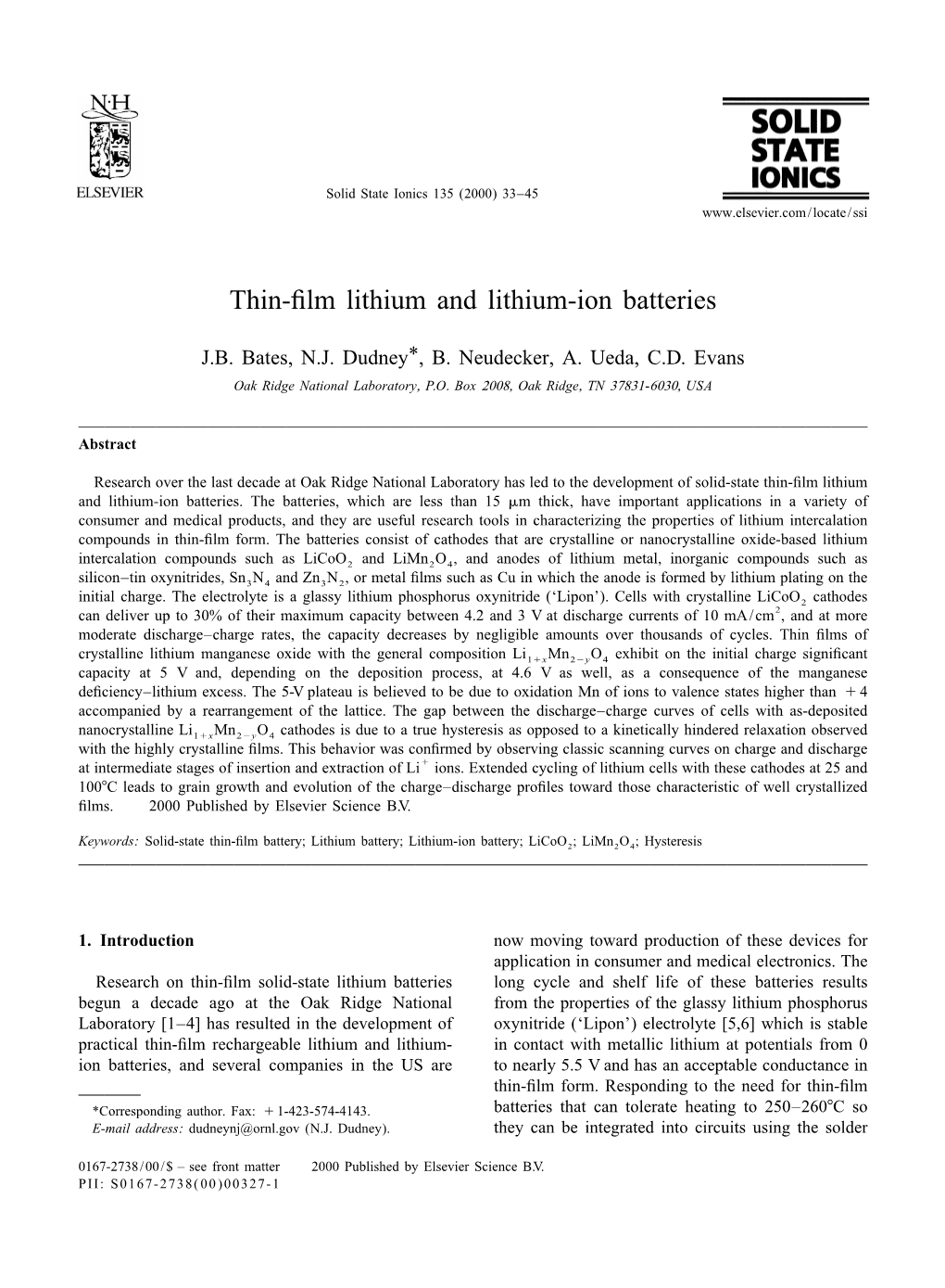 Thin-Film Lithium and Lithium-Ion Batteries