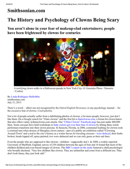 Smithsonian.Com the History and Psychology of Clowns Being Scary