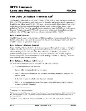 CFPB Consumer Laws and Regulations FDCPA