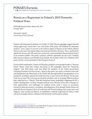 Russia As a Bogeyman in Poland's 2019 Domestic Political Wars