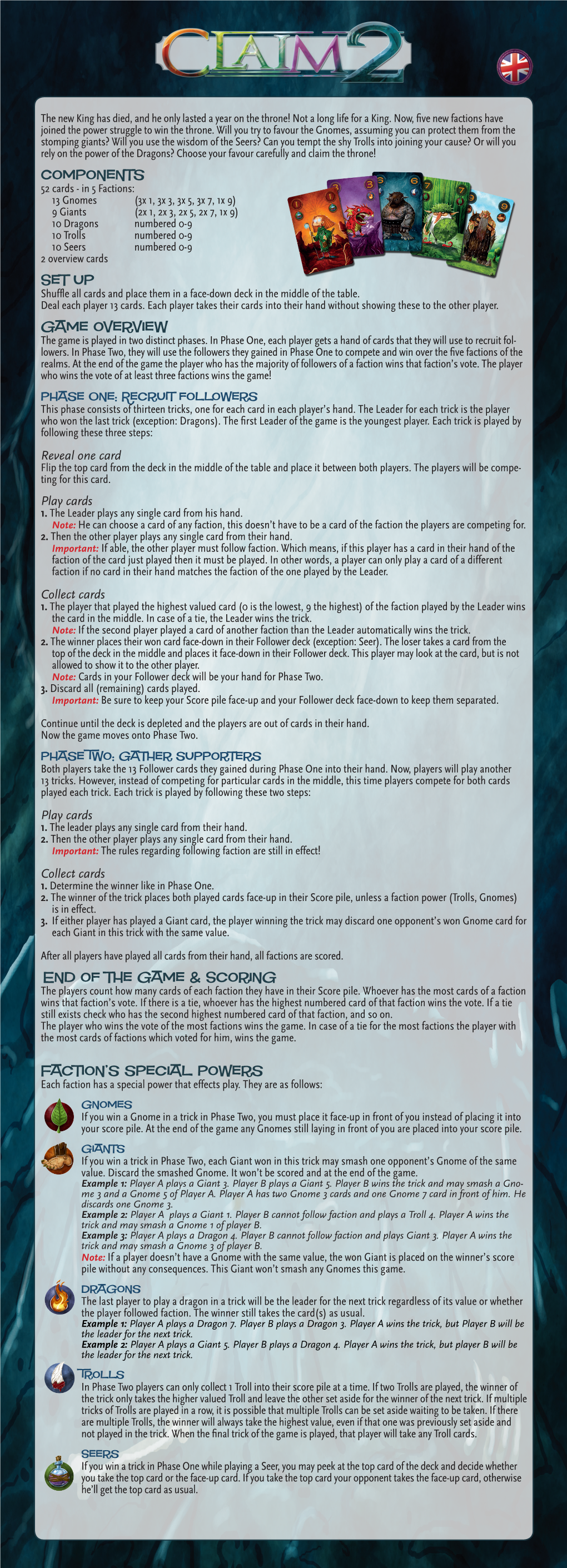 Components Set up Game Overview End of the Game & Scoring