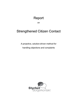 Report Strengthened Citizen Contact
