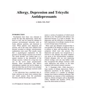 Allergy, Depression and Tricyclic Antidepressants