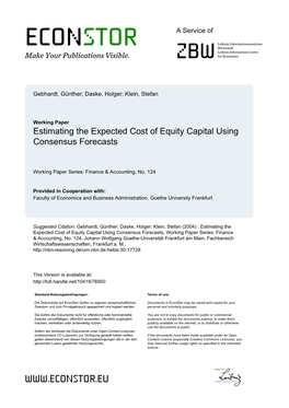 Estimating the Expected Cost of Equity Capital Using Consensus Forecasts