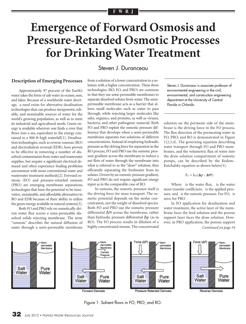 Emergence of Forward Osmosis and Pressure-Retarded Osmotic Processes for Drinking Water Treatment