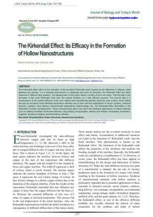 The Kirkendall Effect: Its Efficacy in the Formation of Hollow Nanostructures