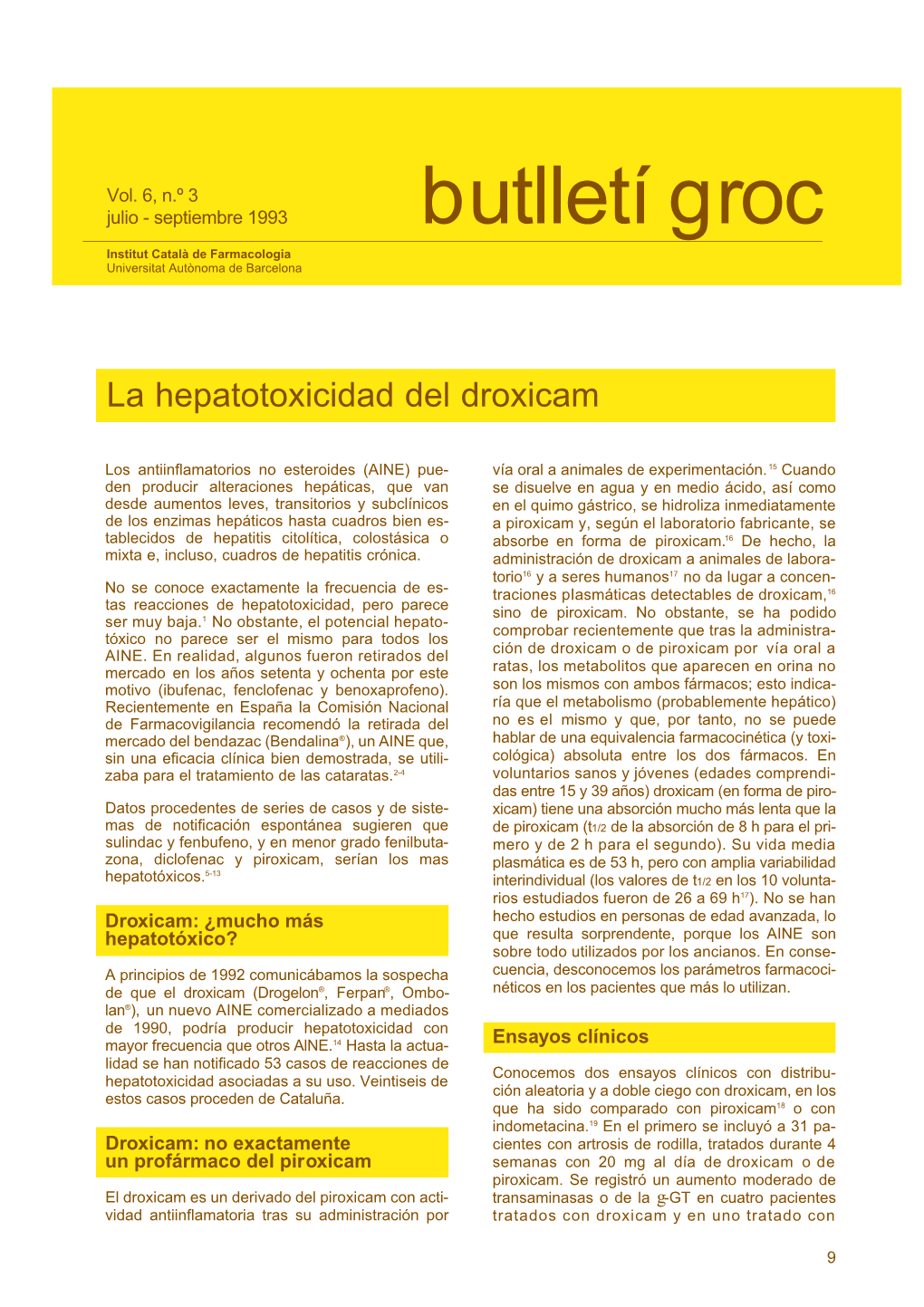 La Hepatotoxicidad Del Droxicam