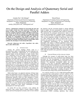 On the Design and Analysis of Quaternary Serial and Parallel Adders