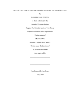 A Thesis Submitted to The