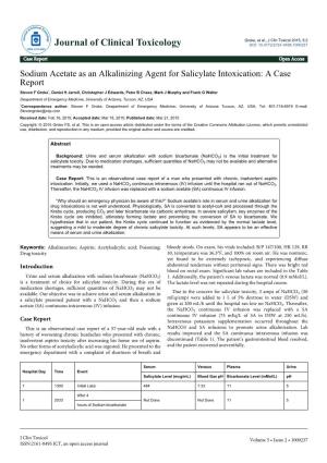 Sodium Acetate As an Alkalinizing Agent for Salicylate Intoxication