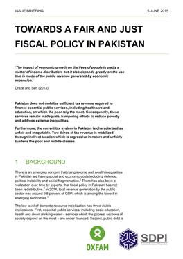 Towards a Fair and Just Fiscal Policy in Pakistan